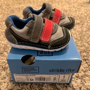 Stride Rite Mason Gray and Red Baby Sneakers